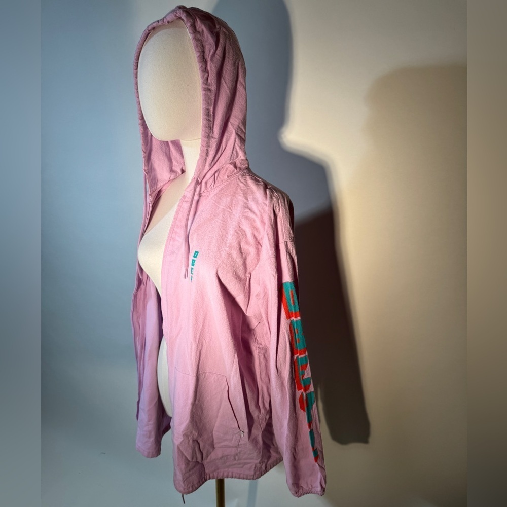 OBEY Pink Lightweight Hooded Zip Up Jacket - Picture 4 of 9